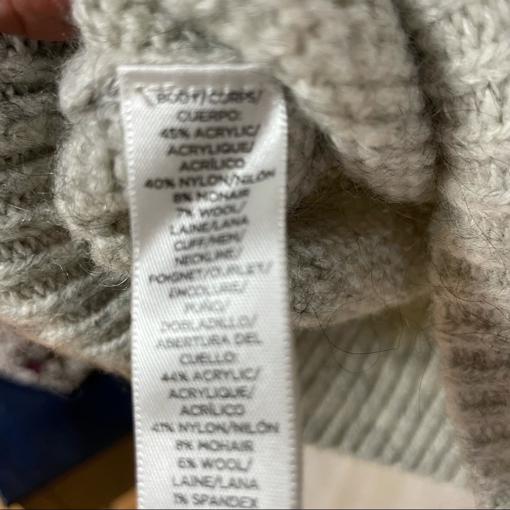 Loft Grey Blue Mohair Blend Crew Sweater Sz S Raglan Sleeve - Picture 4 of 6